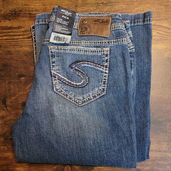 Silver Jeans Size 25 Pica Slightly Curvy Mid Rise Flare Bell Bottom NWT - Picture 3 of 11